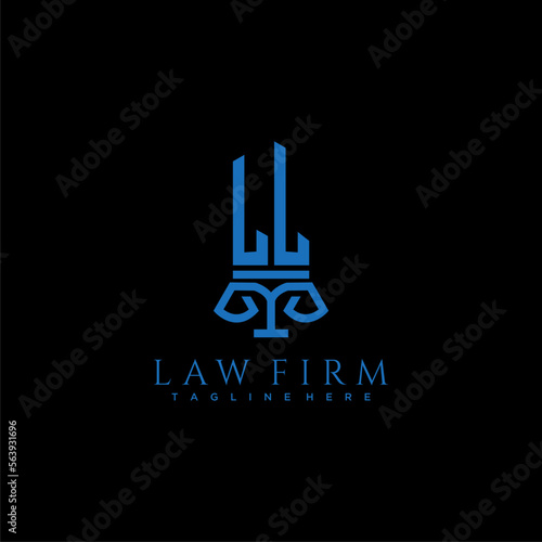 LL initial monogram for lawfirm logo with sword 