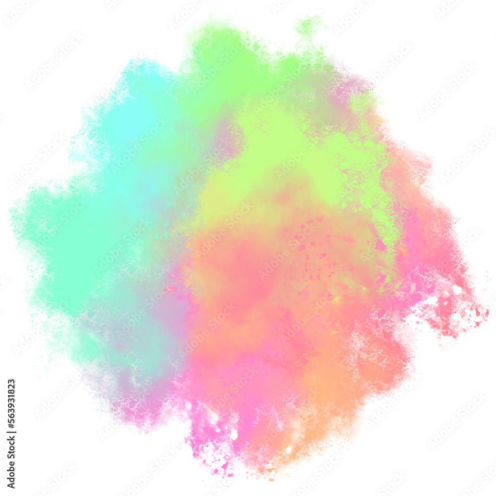 Brush background with watercolor splash texture rainbow color