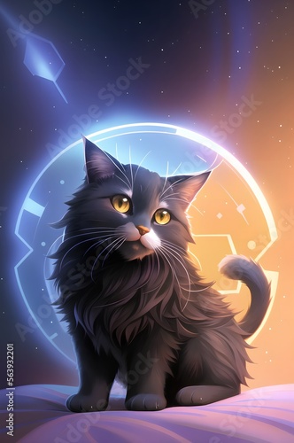 the lovely black cat, illustration