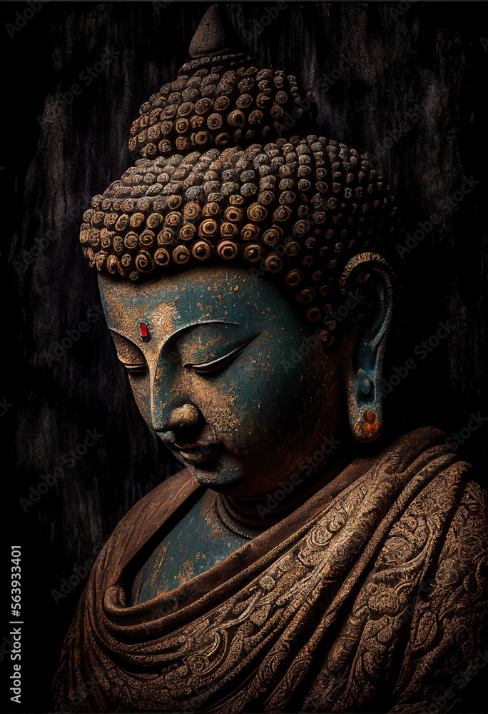 custom made wallpaper toronto digitalPortrait of a bronze Buddha. Generative AI