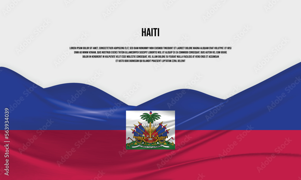 Fototapeta premium Haiti flag design. Waving Haiti flag made of satin or silk fabric. Vector Illustration.