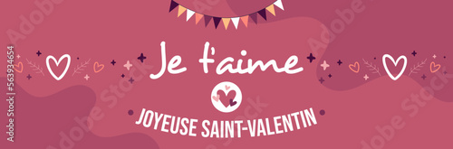 Je t'aime - Bannière - Titre et illustrations pour la Saint-Valentin