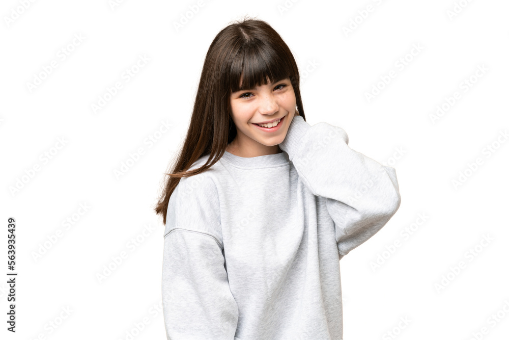 Little girl over isolated green chroma key background laughing Little girl over isolated green chroma key background laughing