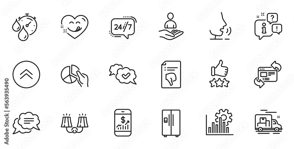 Outline set of Approved, Thumb down and Seo graph line icons for web application. Talk, information, delivery truck outline icon. Include Sconce light, Rating stars, Refresh website icons. Vector Outline set of Approved, Thumb down and Seo graph line icons for web application. Talk, information, delivery truck outline icon. Include Sconce light, Rating stars, Refresh website icons. Vector