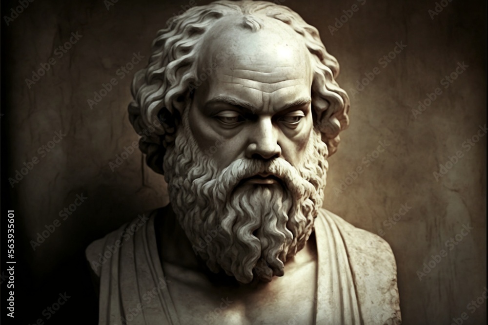 Socrates the philosopher sculpture illustration. Socrates is a central figure in the history of Ancient Greek philosophy.