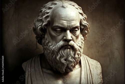 Socrates the philosopher sculpture illustration. Socrates is a central figure in the history of Ancient Greek philosophy. photo