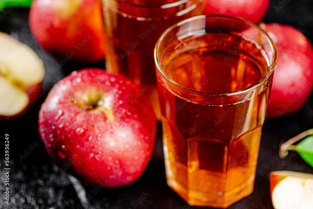Apple juice on a stone board. Apple juice on a stone board.