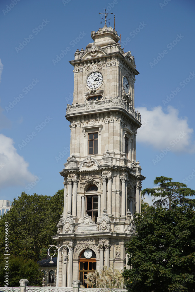 Dolmabahce Clock Tower in Istanbul, Turkiye