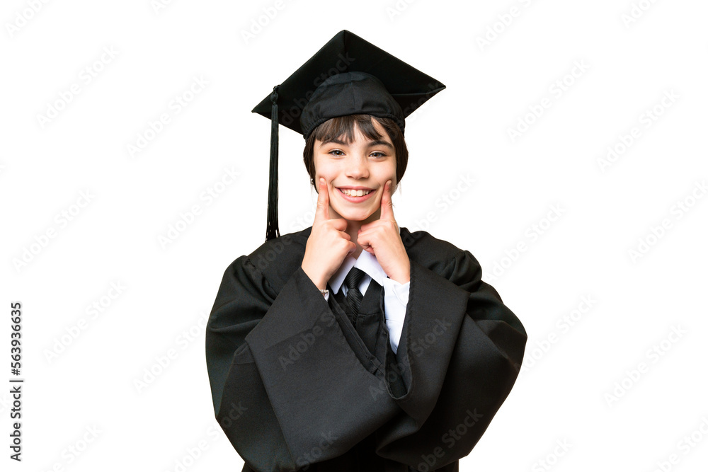Little university girl over isolated background smiling with a happy and pleasant expression Little university girl over isolated background smiling with a happy and pleasant expression