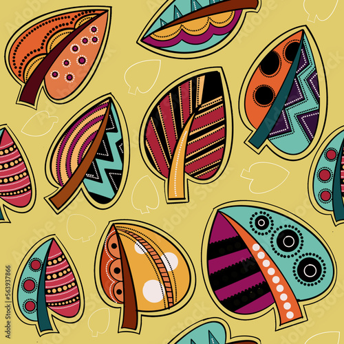 Colorful leaves with filling pattern