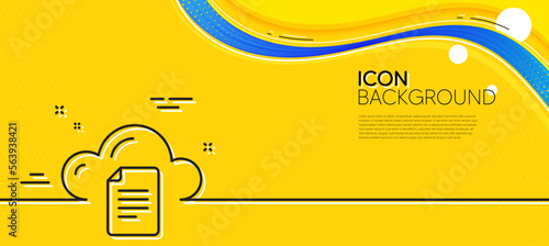 File data storage line icon. Abstract yellow background. Cloud computing sign. Document hosting technology symbol. Minimal file storage line icon. Wave banner concept. Vector
