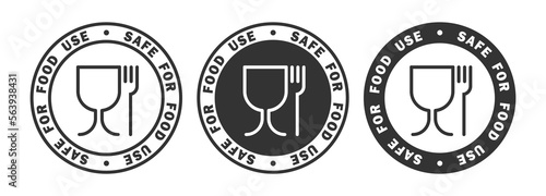 Label food grade materials icon set. For food use materials signs isolated on white background. Vector illustration