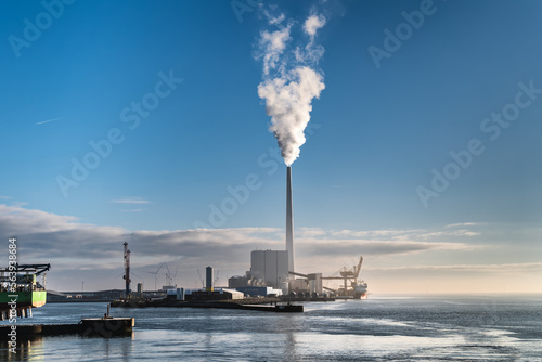 Power station panorama in Esbjerg harbor in Denmark