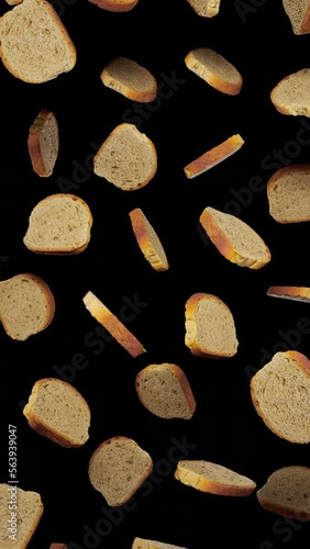 Vertically composed looping animation featuring a cloud of Slices of Bread floating in place on an alpha transparent background.