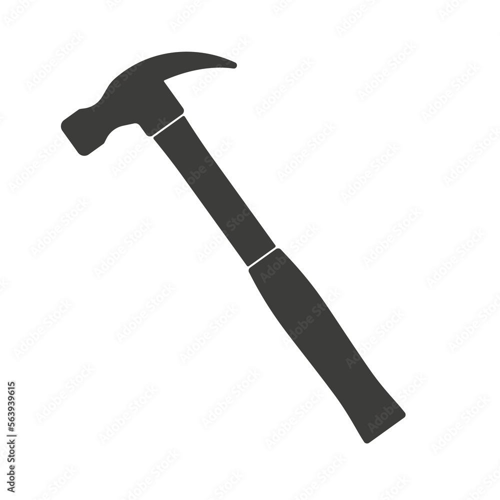 Hammer icon black. Illustration on transparent background Hammer icon black. Illustration on transparent background