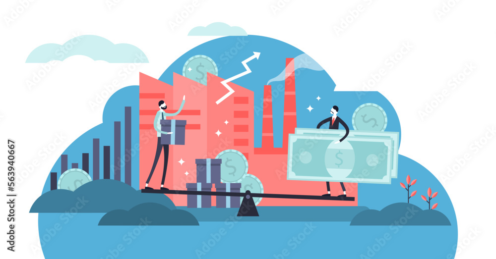 Microeconomics illustration, transparent background. Flat tiny local business persons concept. Increase money profit stats and product positive value. Individual company resources price balance. Microeconomics illustration, transparent background. Flat tiny local business persons concept. Increase money profit stats and product positive value. Individual company resources price balance.
