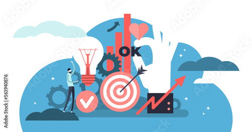 Productivity illustration  transparent background. Flat tiny work efficiency persons concept. Creative solution management for success organization strategy.