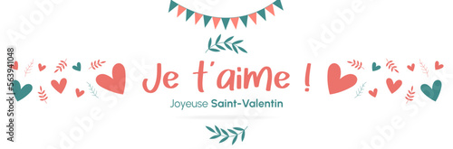 Bannière - Saint-Valentin - Je t'aime - Titre et illustrations autour de l'amour et de la fête des amoureux