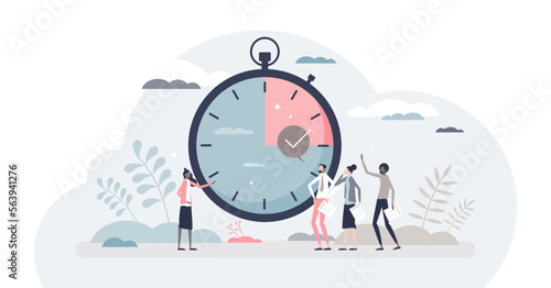 Timebox time interval for precise project management tiny person concept, transparent background. Clock deadline as colored deadline watch illustration. Work planning method.