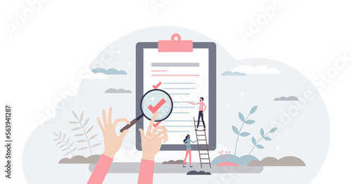 Traceability and product quality control with tracking tiny person concept, transparent background. Source supply chain logistics verification and monitoring ability.