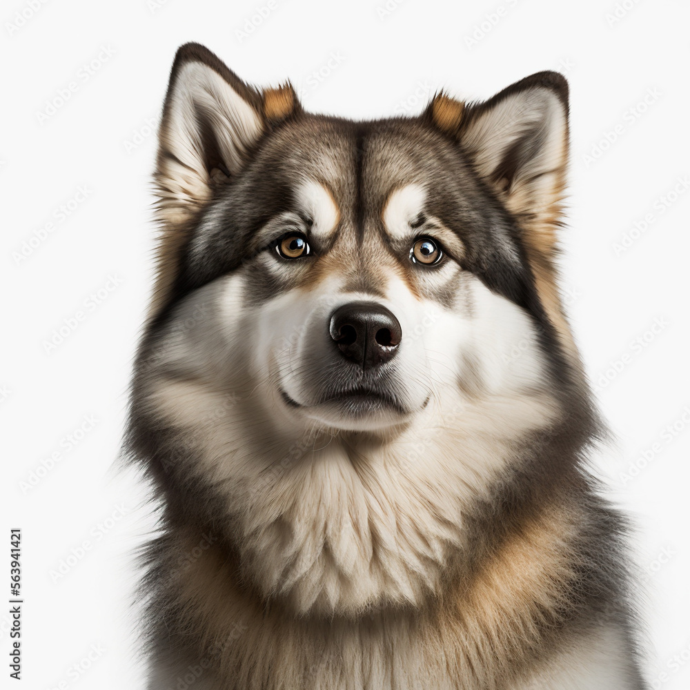 Alaskan Malamute Dog looking at camera, Photo Studio, Generative AI Alaskan Malamute Dog looking at camera, Photo Studio, Generative AI