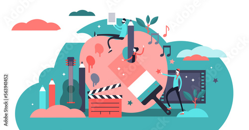 Arts illustration, transparent background. Flat tiny music, literature and painting persons concept. Creative artist process collection set. Creator of visual culture.
