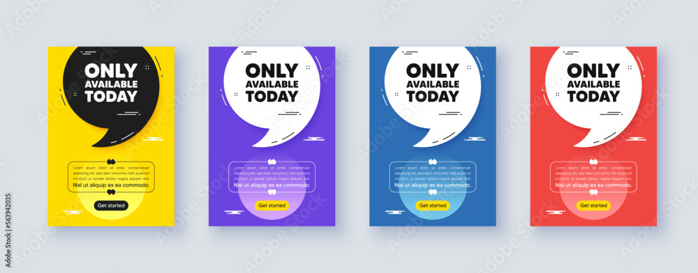 Poster frame with quote, comma. Only available today tag. Special offer price sign. Advertising discounts symbol. Quotation offer bubble. Only available today message. Vector