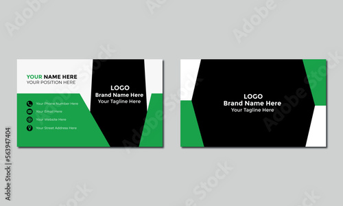 Green visiting card Black and green business card Identity card 