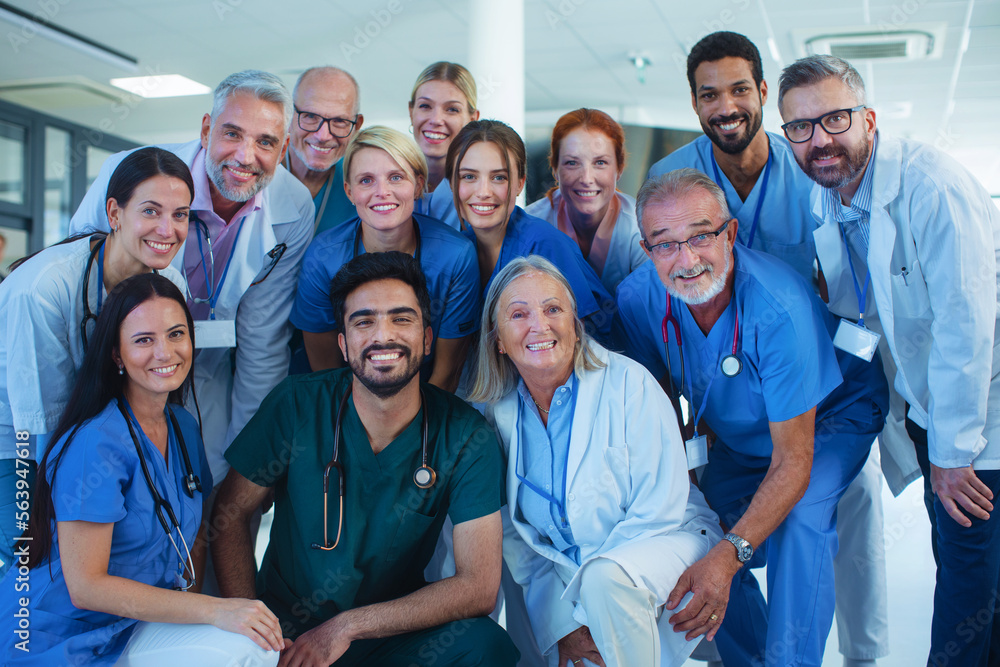 Portrait of happy doctors, nurses and other medical staff in hospital. Portrait of happy doctors, nurses and other medical staff in hospital.