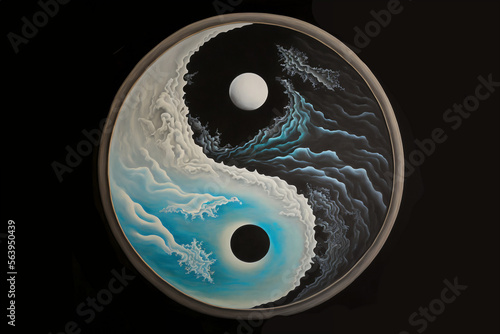 Day and night ocean representing the yin and yang. photo
