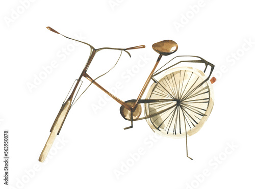 Watercolor bicycle illustration. Digital clipart.