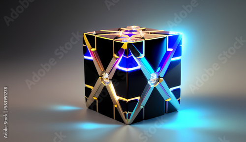 Shining Star in a Box: A Unique 3D Vector Illustration Concept Design, Depicting a Star Shaped Icon in a Cube Frame, Perfect for Business and Construction Decoration, Symbolizing Success and Progress,