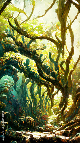 forest Mayan style under the sea illustration art Generative AI Content by Midjourney