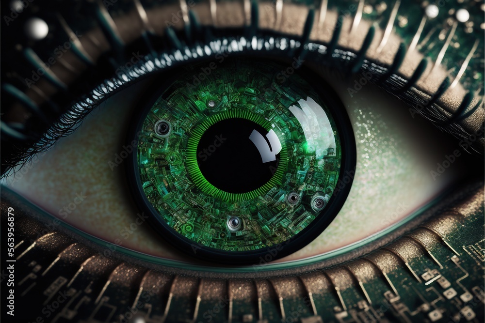 Cyber eye with circut board. Generative AI