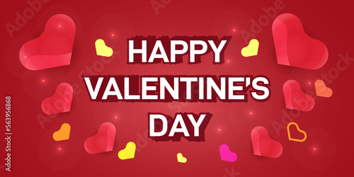 Happy valentine's Day Background, Happy valentine's day text effect with banner design template with love