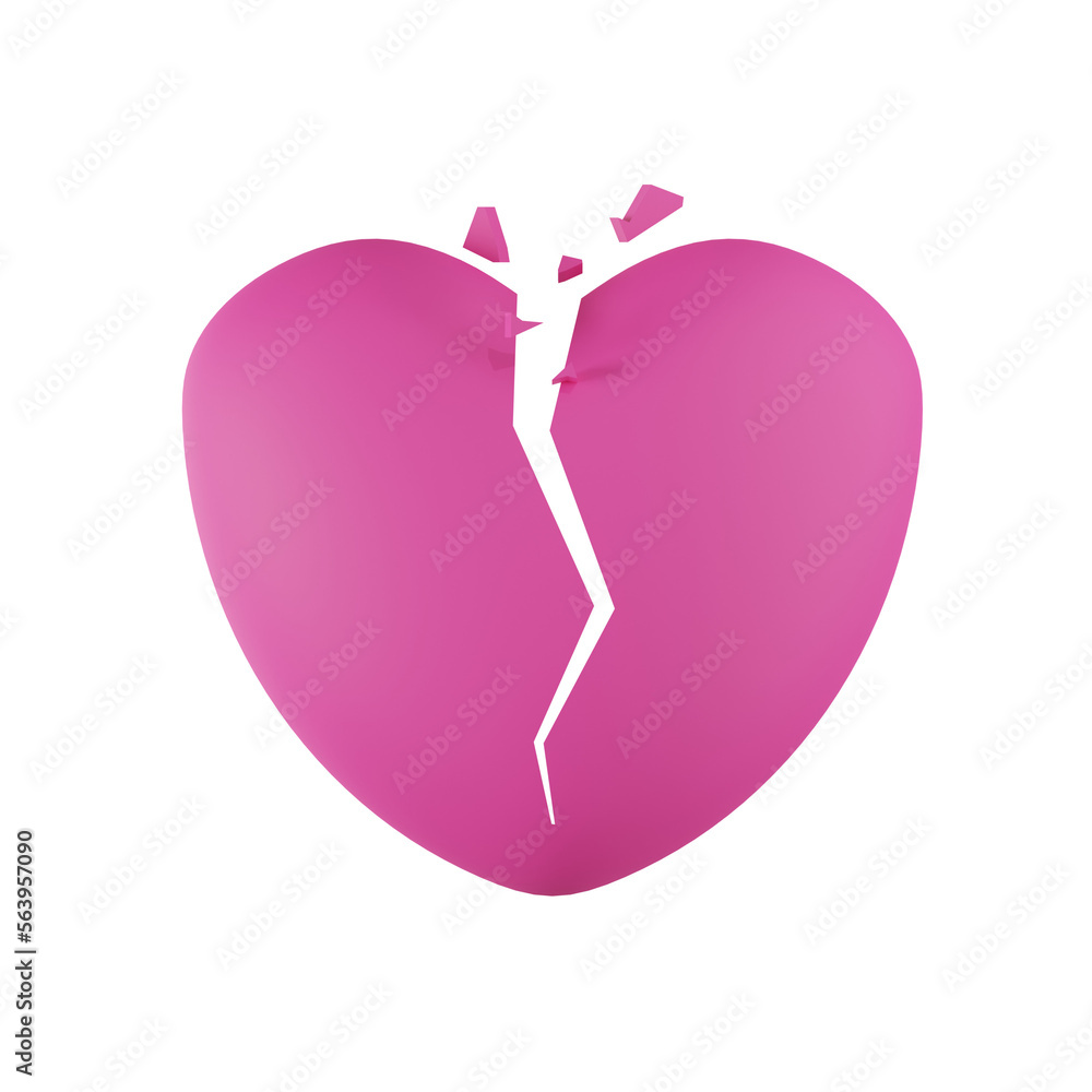 Fototapeta premium Broken Heart Valentine 3D Illustration