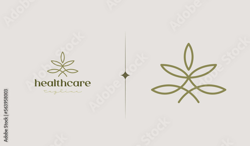 Leaf Flower Tree monoline. Universal creative premium symbol. Vector sign icon logo template. Vector illustration