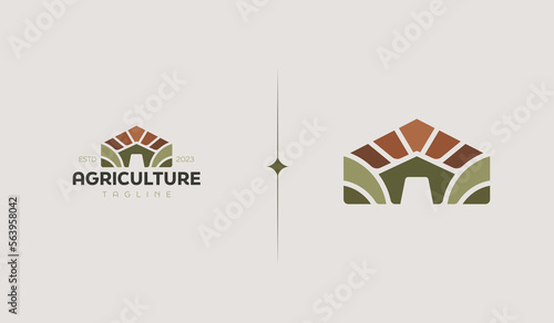 Agriculture Farm Logo Template. Universal creative premium symbol. Vector illustration. Creative Minimal design template. Symbol for Corporate Business Identity