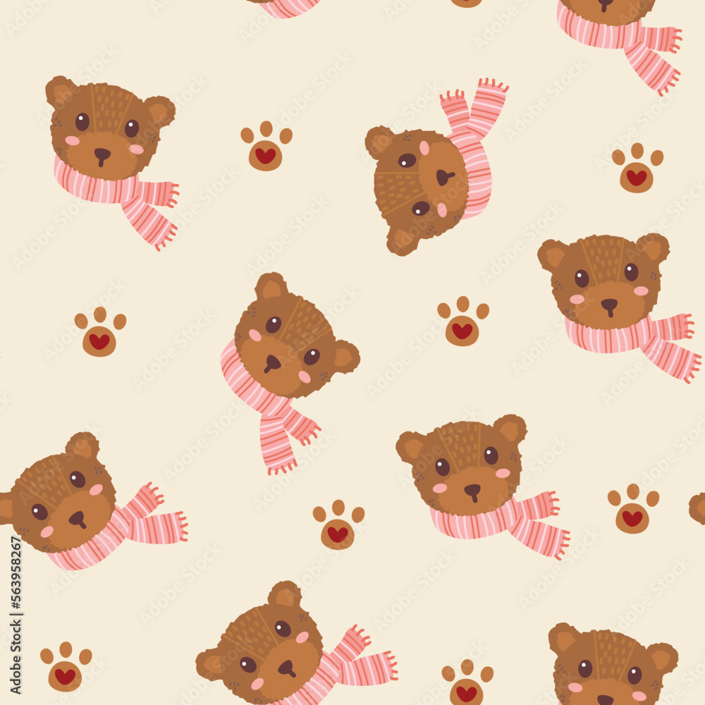 Cute winter animals background pattern Cute winter animals background pattern