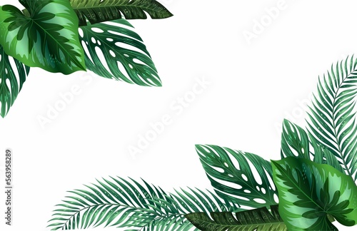 3d rendering of falling leaves on white background