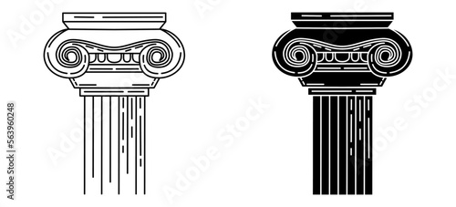 Ancient greek pillar column outline and glyph icon