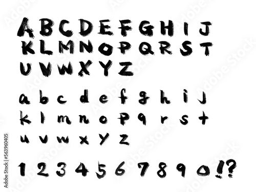 Alphabet handwritten in brush                                           