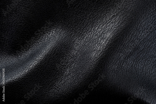 Black leather texture. Abstract background of dark leather with small roughness and scuffs