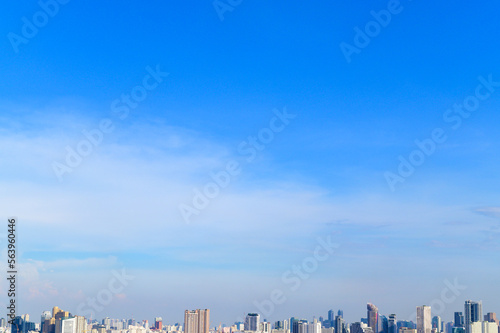 blue clear sky in summer day over the city