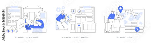 Living on pension abstract concept vector illustrations.