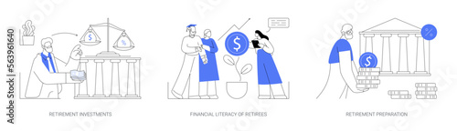 Retiree budget plan abstract concept vector illustrations.
