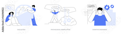 Mental abuse abstract concept vector illustrations.