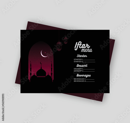 Ramadan kareem iftar food menu illustration