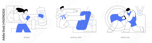 Combat sport abstract concept vector illustrations.
