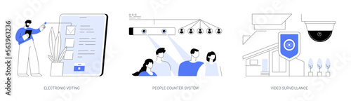 People monitoring and analytics abstract concept vector illustrations.